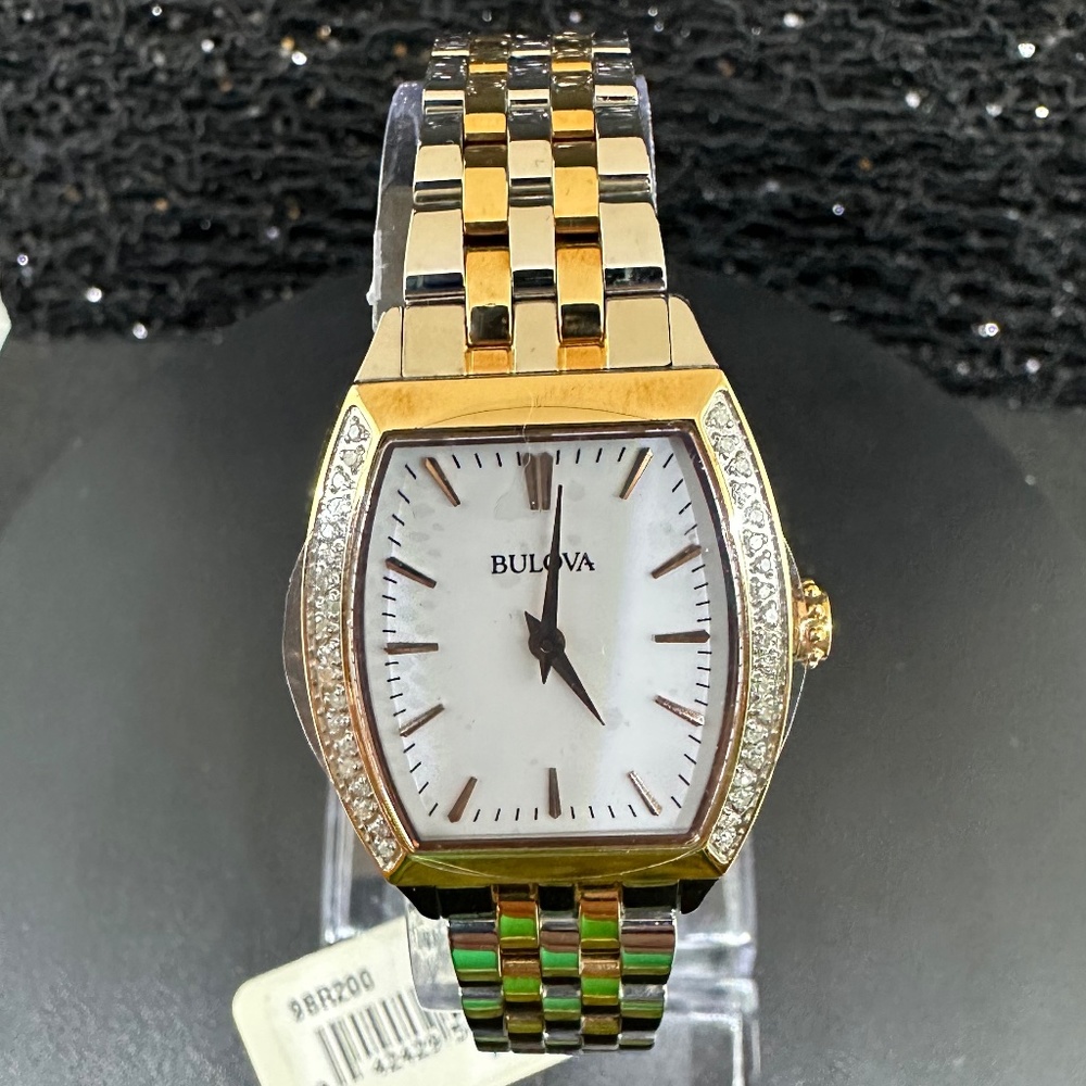 Women's NWT 2-Toned Bulova w/Crystal Bezel and White Face